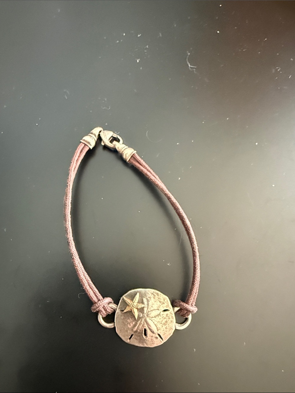 Brown Cord Bracelet with Sand Dollar Accent